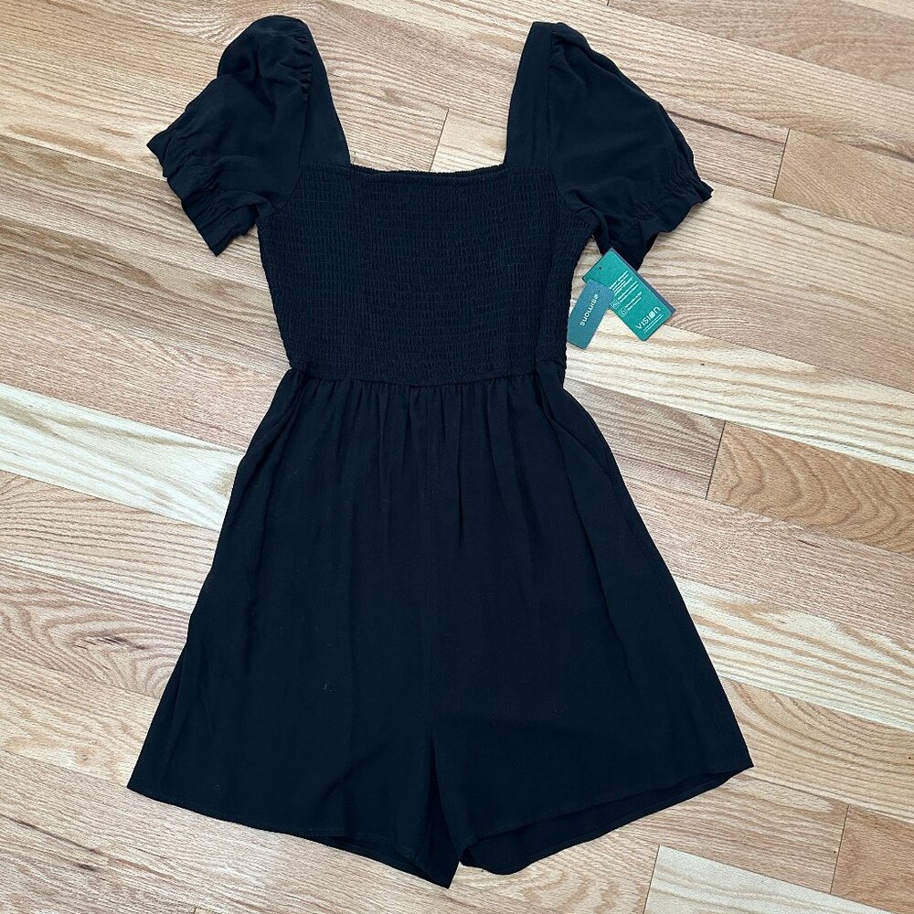 Twik Ruffled Smocked Romper - Black Size MED